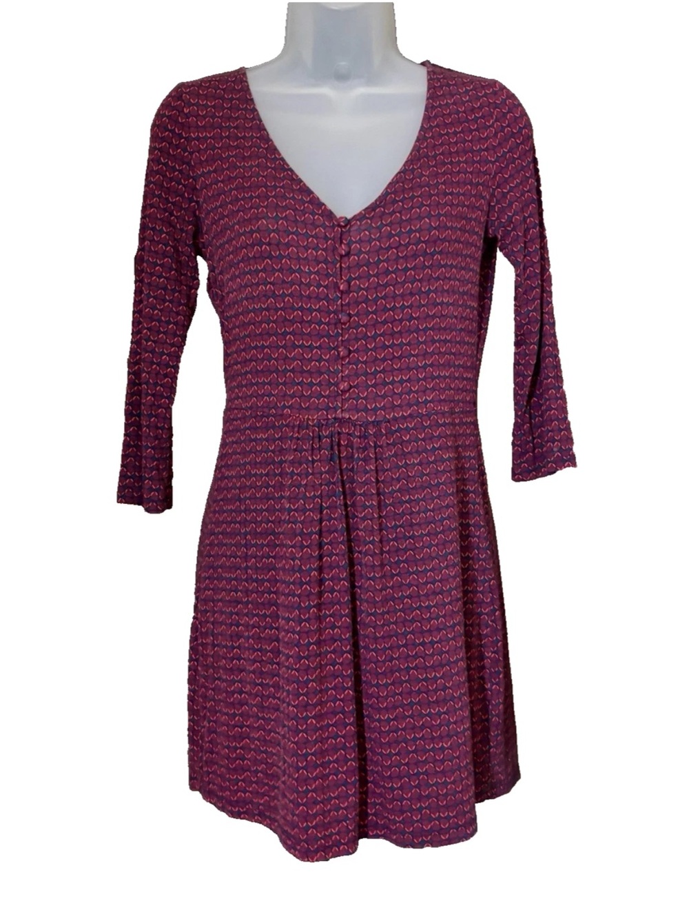 Boden Women's Sabina Soft Jersey Casual Tunic Dress Size 2P Stretch 3/4 Sleeve